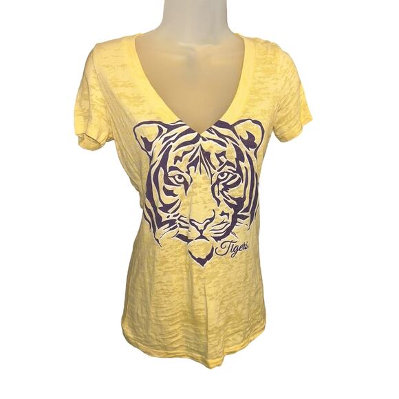 Next Level Apparel Tigers Burn Out Shirt Size M Yellow - Picture 1 of 5